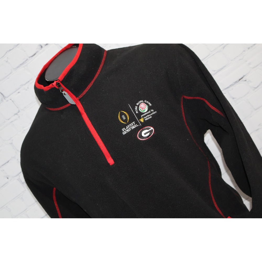UGA 1/4 Zip Fleece Pullover Mens XXL Black Rose Bowl Georgia Bulldogs Dawgs